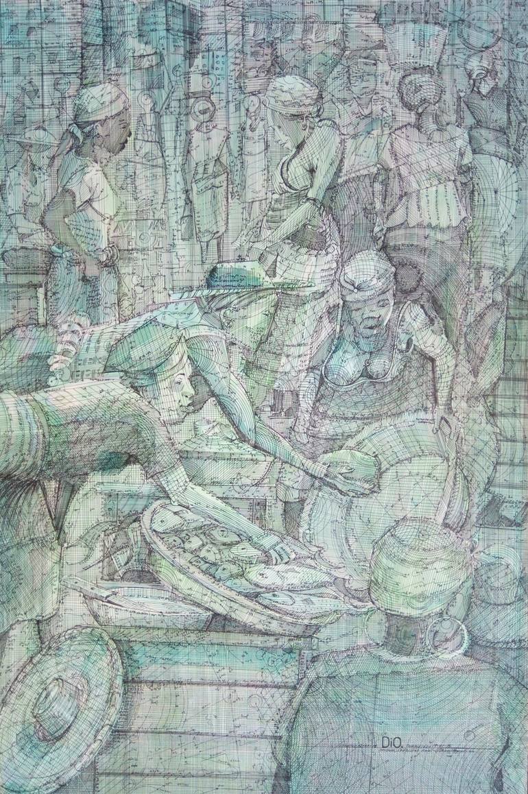 770x1158 Saatchi Art African Market Market Women Mathematical Art - Mathematical Painting