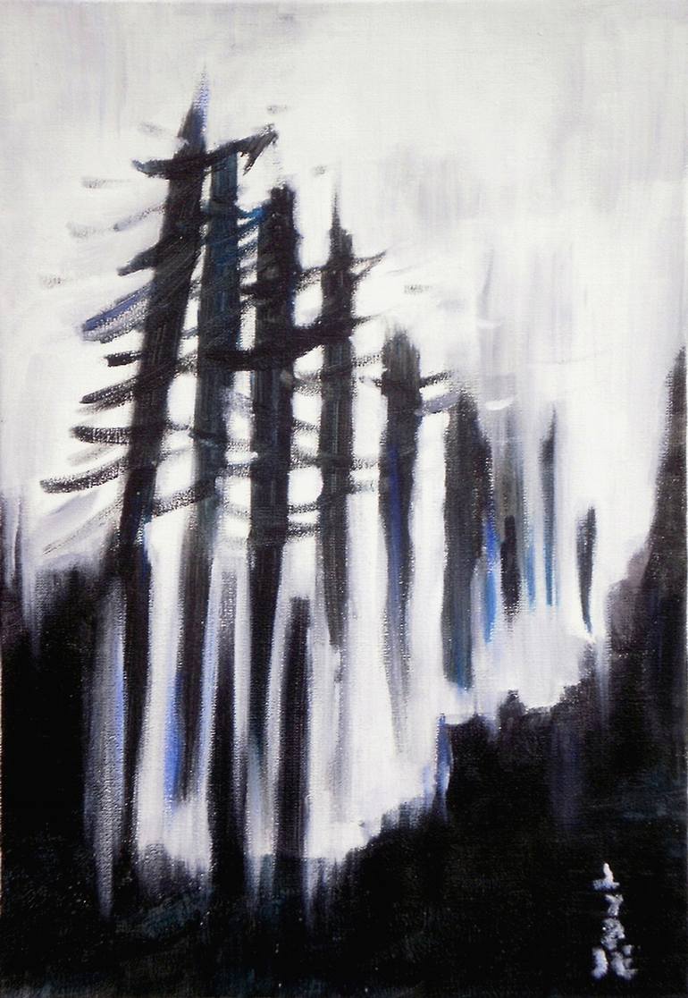 770x1116 Saatchi Art Les Sapins Painting By Lydie Mathis - Mathis Painting
