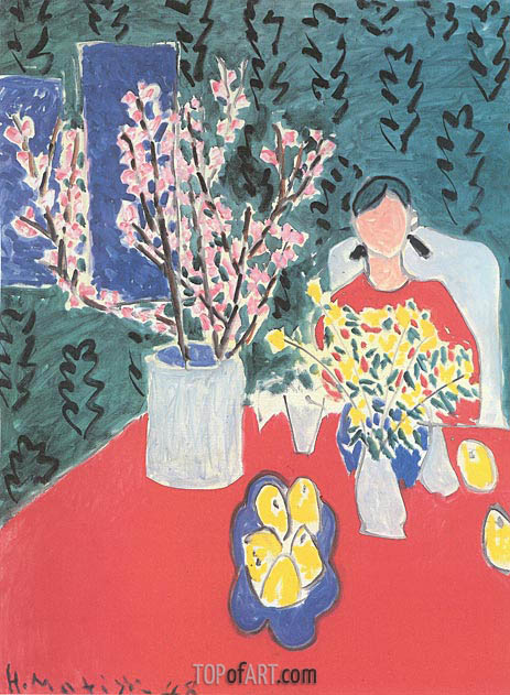 463x631 Plum Blossoms, Green Background Matisse Painting Reproduction - Matisse Painting