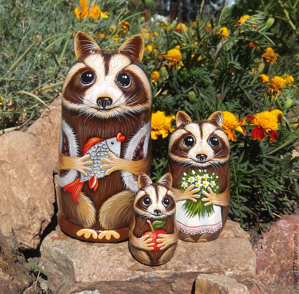 1024x1005 Matryoshka Smaka Raccoons Painting Shop Online On Livemaster - Matryoshka Painting