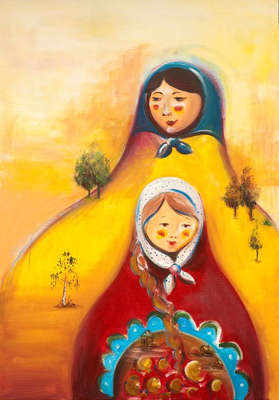 570x817 Mother Daughter Matryoshka Mountains - Matryoshka Painting