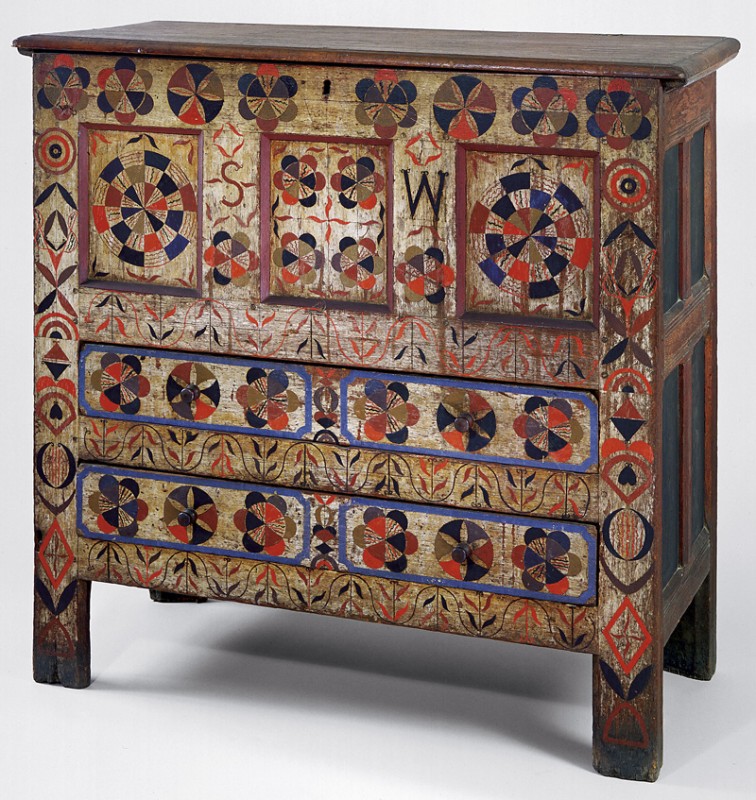 756x800 Susan L. Buck Early Polychrome Chests From Hadley, Massachusetts - Matsen Painting