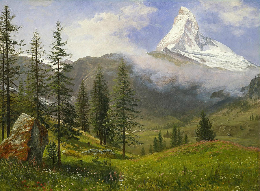 900x660 Matterhorn Painting By Albert Bierstadt - Matterhorn Painting