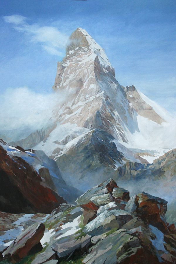 600x899 The Matterhorn, An Original Oil Painting By Rob Piercy Vintage - Matterhorn Painting