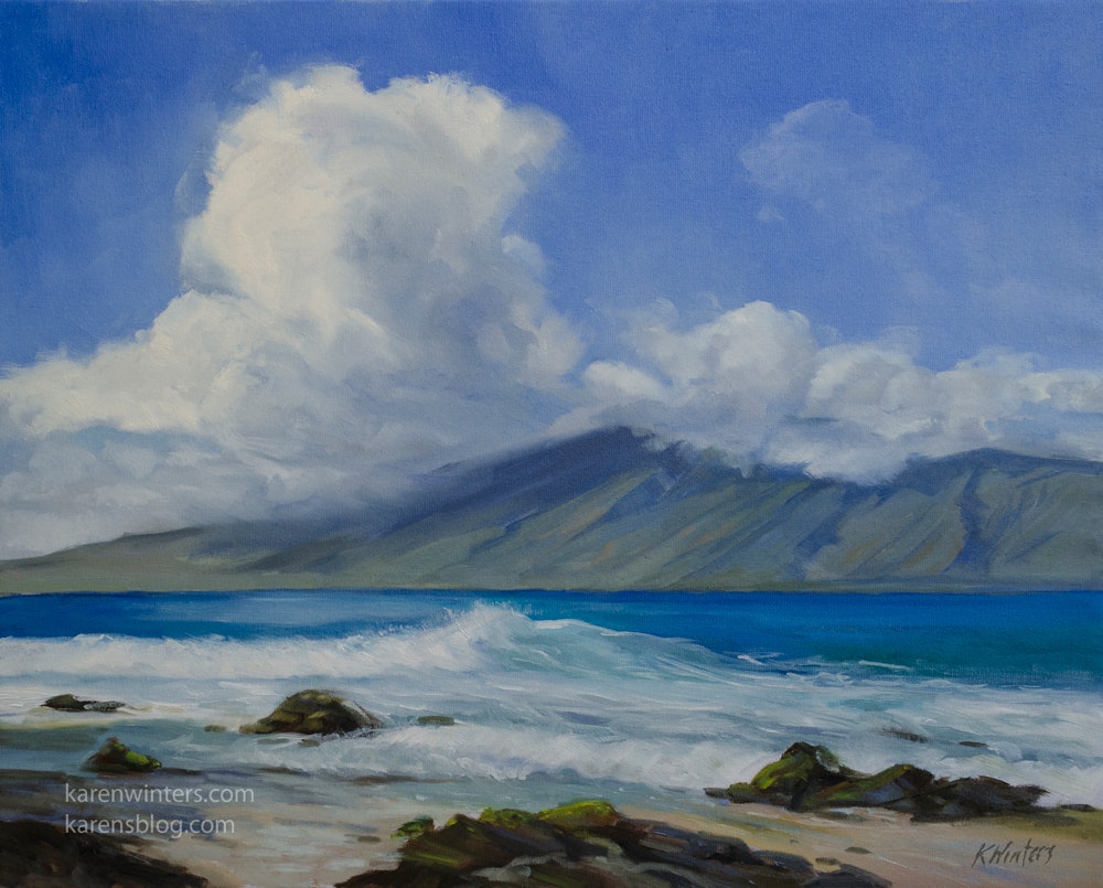 1000x805 Maui Hawaii Oil Painting, Napili Bay Waves By Artist Karen Winters - Maui Painting