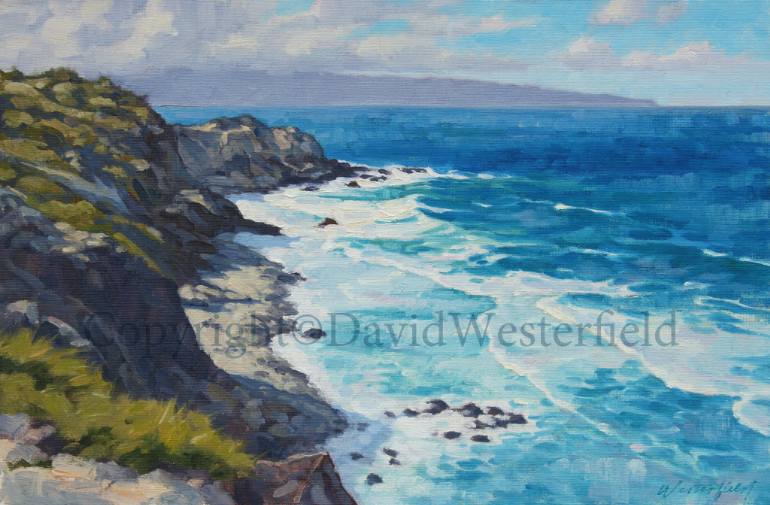 770x505 Saatchi Art Rocky Coast Maui Painting By David Westerfield - Maui Painting