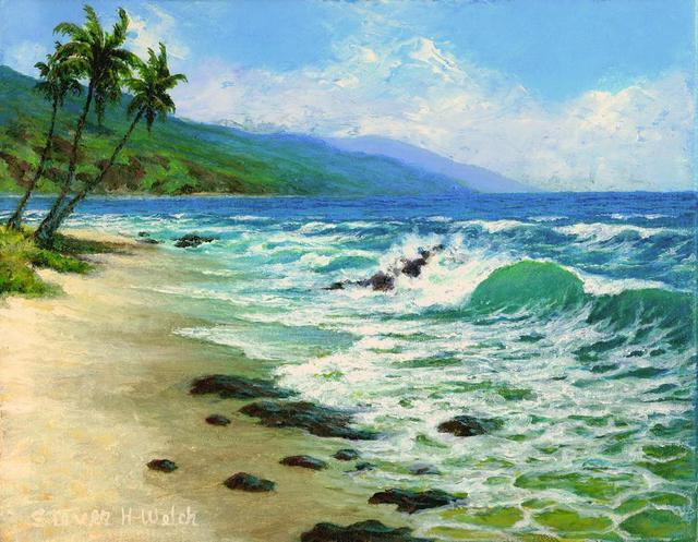 640x497 Steven Welch Artwork Kanaha Beach Maui Hawaii Original Painting - Maui Painting