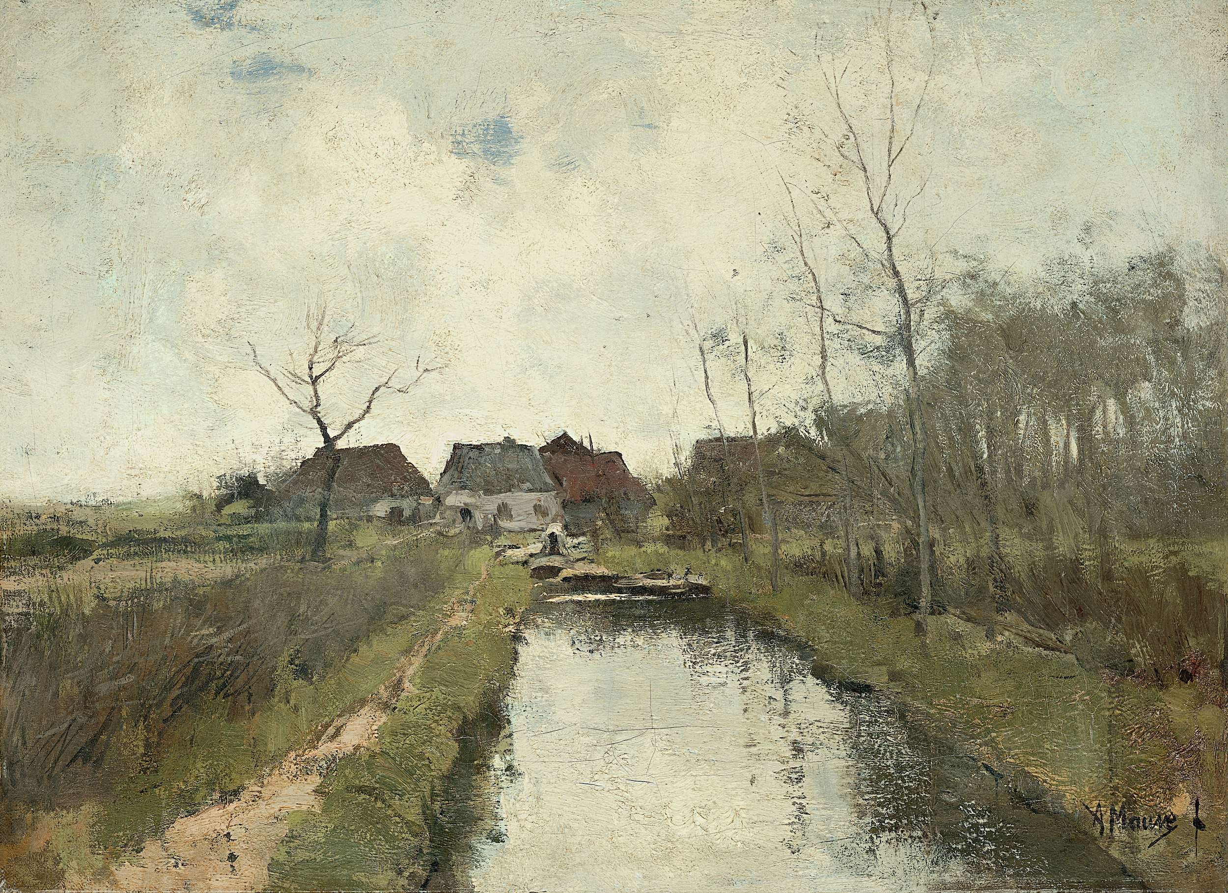 2500x1818 House To A Ditch. 1870 - Mauve Painting