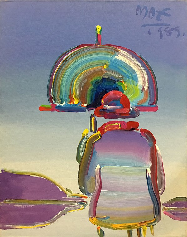 600x760 Rainbow Umbrella Man By Peter Max - Max Painting