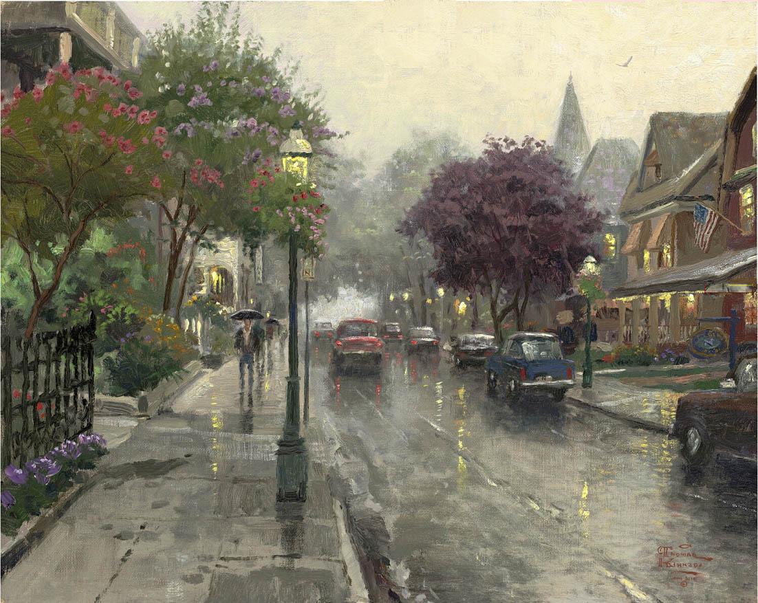 1102x877 Thomas Kinkade Jackson Street, Cape May Painting Framed - May Painting