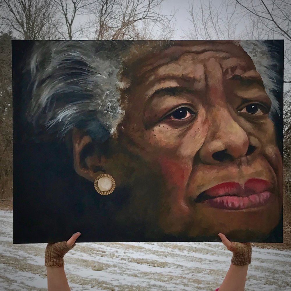 1000x1001 Maya Angelou Portrait Jennifer Scott Geldard - Maya Angelou Painting