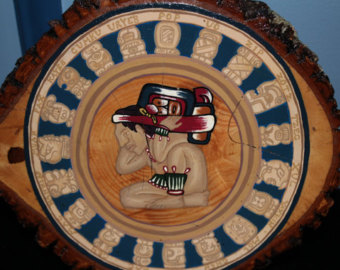 340x270 Mayan Sun Print Maya Sun Wall Art Mayan Art Mayan Wall - Mayan Calendar Painting