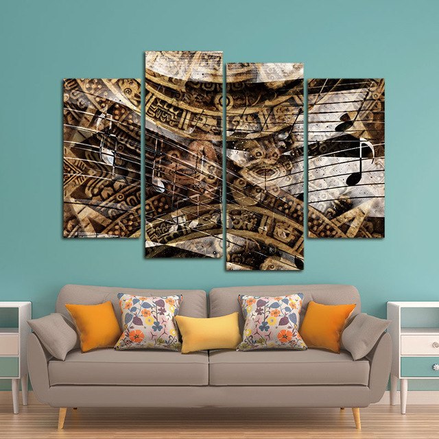 640x640 4 Piece No Framed Canvas Prints Ancient Mayan Calendar And Music - Mayan Calendar Painting