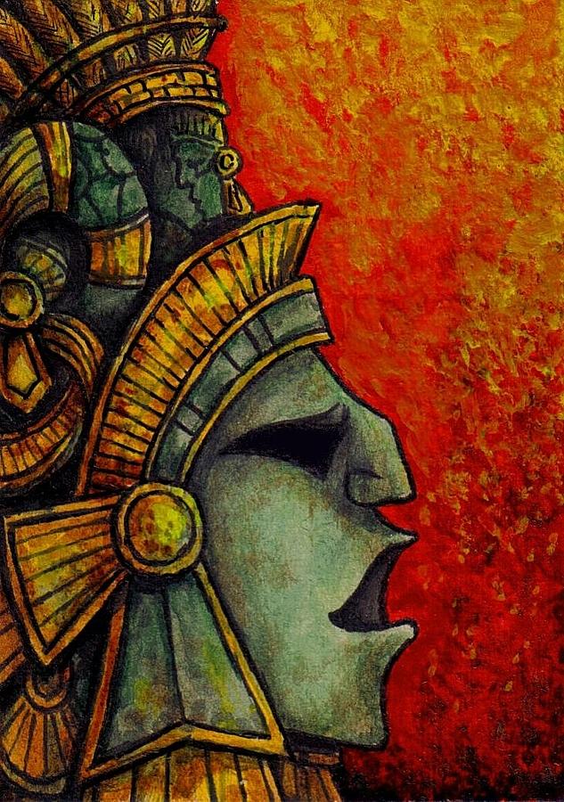 633x900 Mayan Mask Ii Painting By Faeorain Ui Neill - Mayan Painting