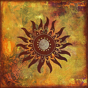 300x300 Mayan Tribe Sun Canvas Print Art Texture Painting 24 X 24 Ebay - Mayan Painting