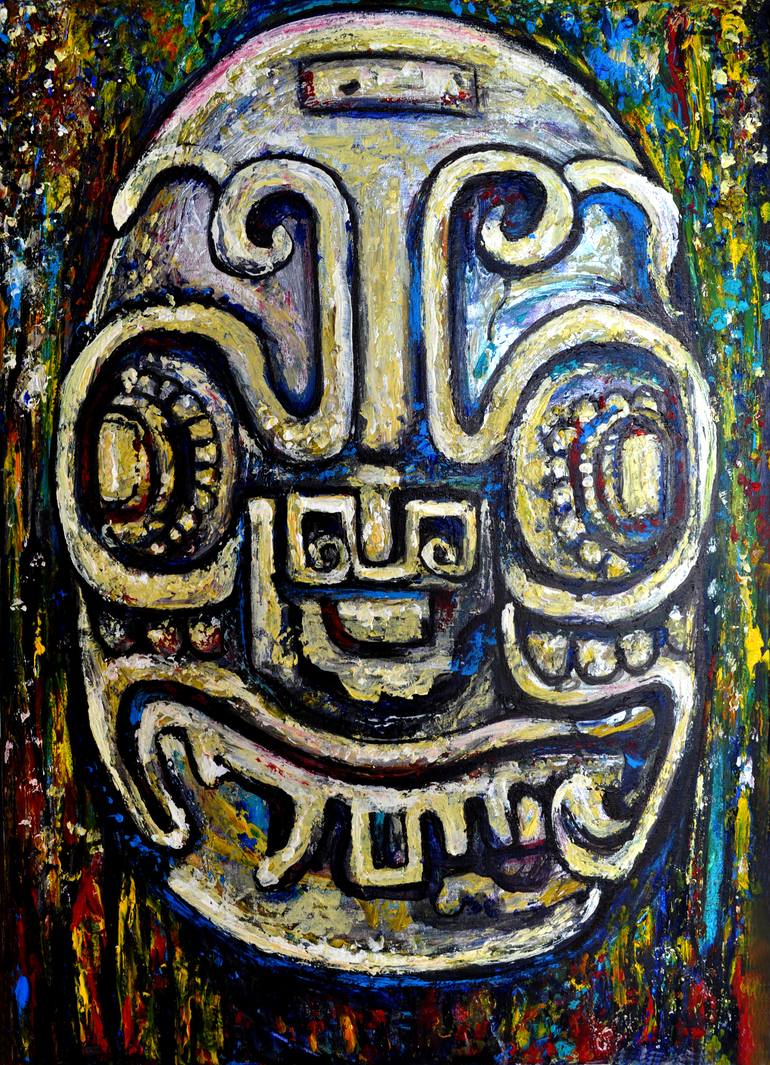 770x1065 Saatchi Art Mayan God Painting By Alex Solodov - Mayan Painting