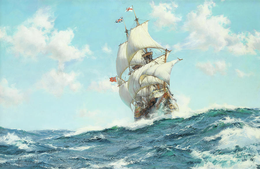 900x585 Mayflower Ii Painting By Montague Dawson - Mayflower Painting
