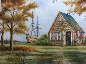 300x225 Mayflower Painting By Carole E Raymond - Mayflower Painting