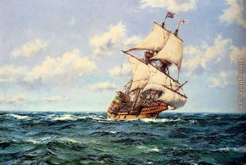 980x657 Montague Dawson Mayflower Ii On The Open Seas Painting Anysize 50 - Mayflower Painting