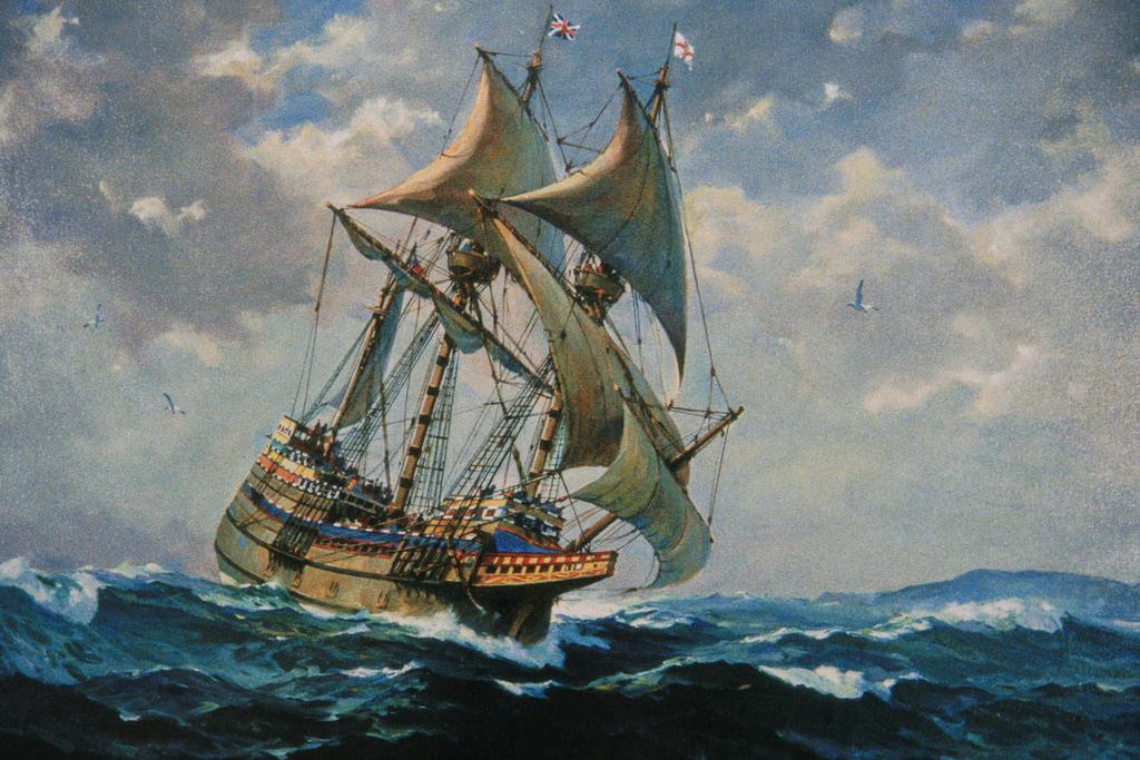 1024x683 The Mayflower A Painting Plymouth, Massachusetts - Mayflower Painting