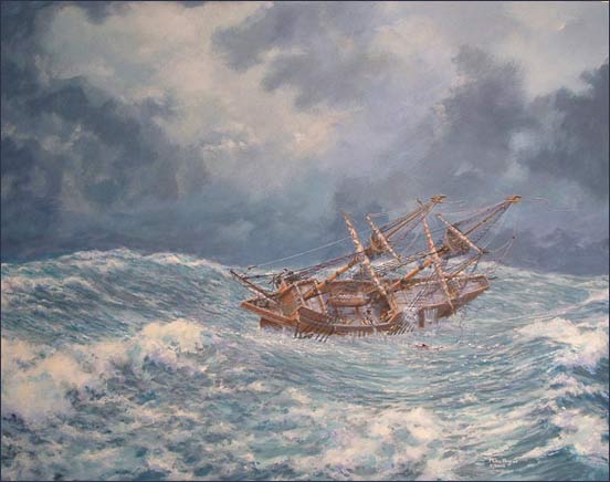 552x436 Pilgrims To America A Pictorial History - Mayflower Ship Painting
