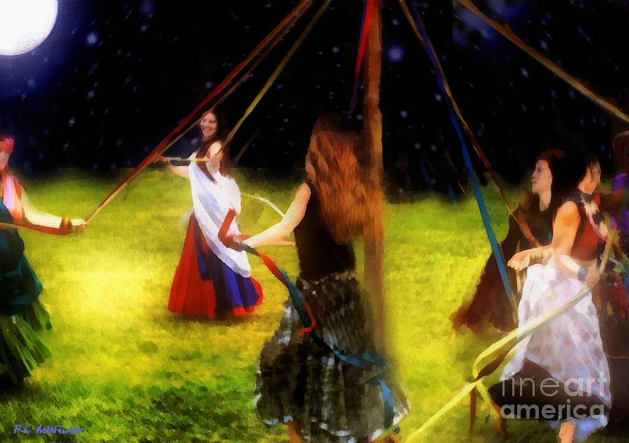 900x634 Maypole Moon Painting By Rc Dewinter - Maypole Painting