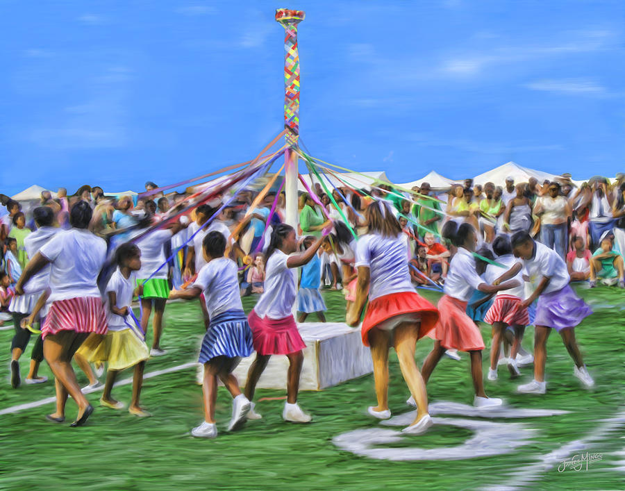 900x707 Plaiting The Maypole Painting By James Mingo - Maypole Painting