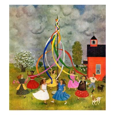 400x400 Schoolyard Maypole Dance, May 4, 1946 Giclee Print By Doris Lee - Maypole Painting
