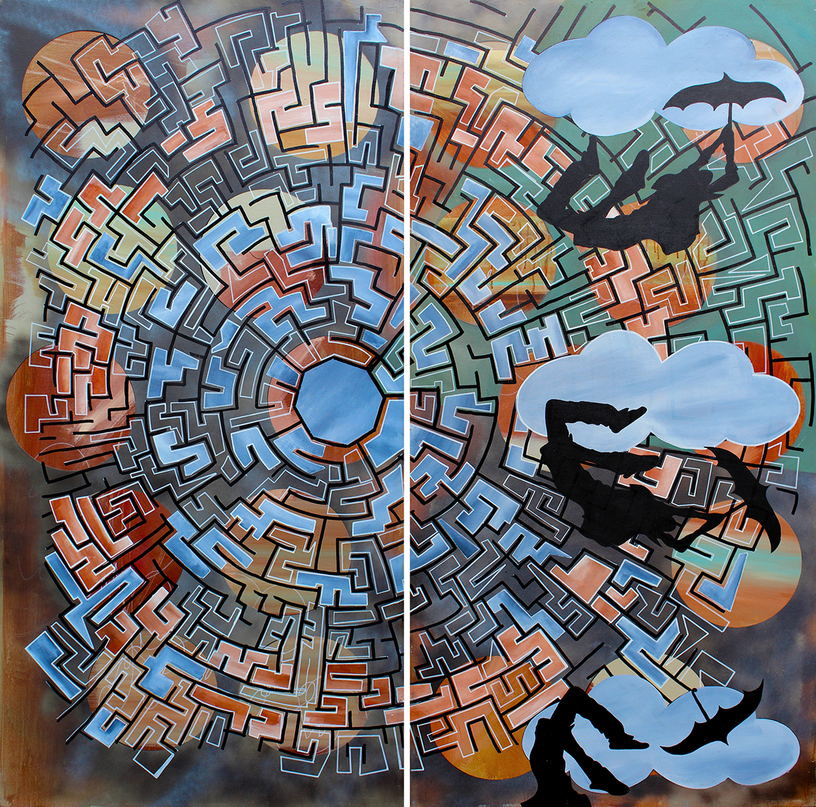 1152x1140 Paintingssculpture Live Fiction - Maze Painting