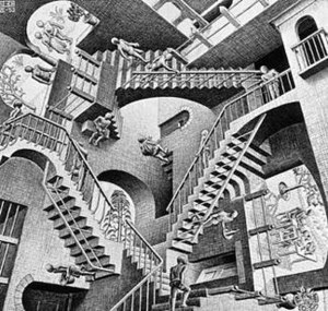 300x285 Relativity (M. C. Escher) - Mc Escher Painting