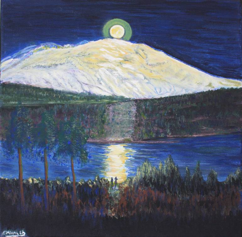 770x756 Saatchi Art Moon Rise Over Mt. Mckinley Painting By Em Walsh - Mckinley Painting