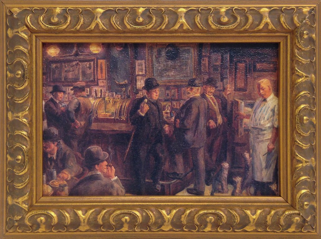 1024x762 John Sloan Mcsorley's Cats, Framed Print - Mcsorleys Bar Painting