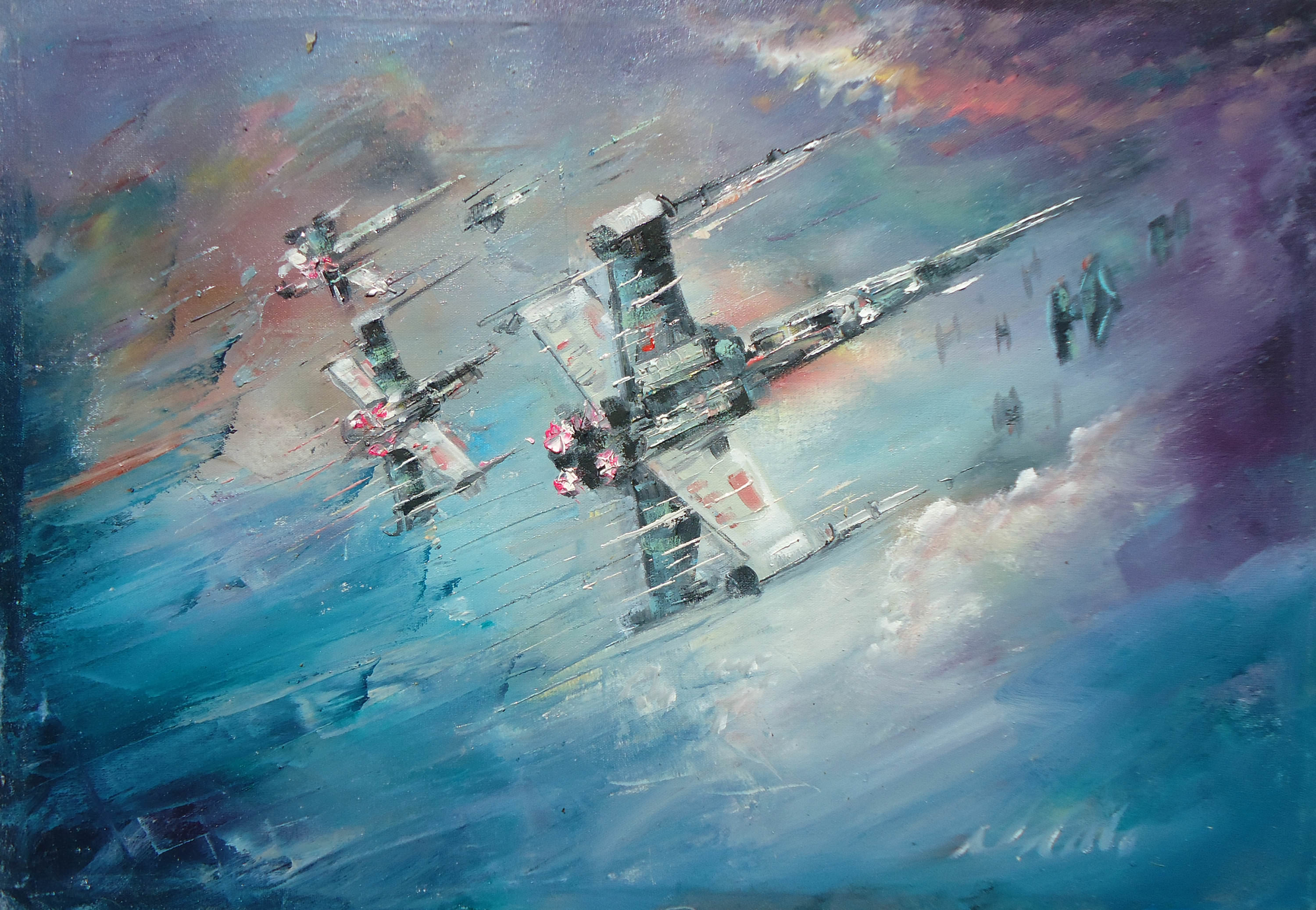 3000x2077 X Wing Oil Painting On Canvas By Me. - Me Painting