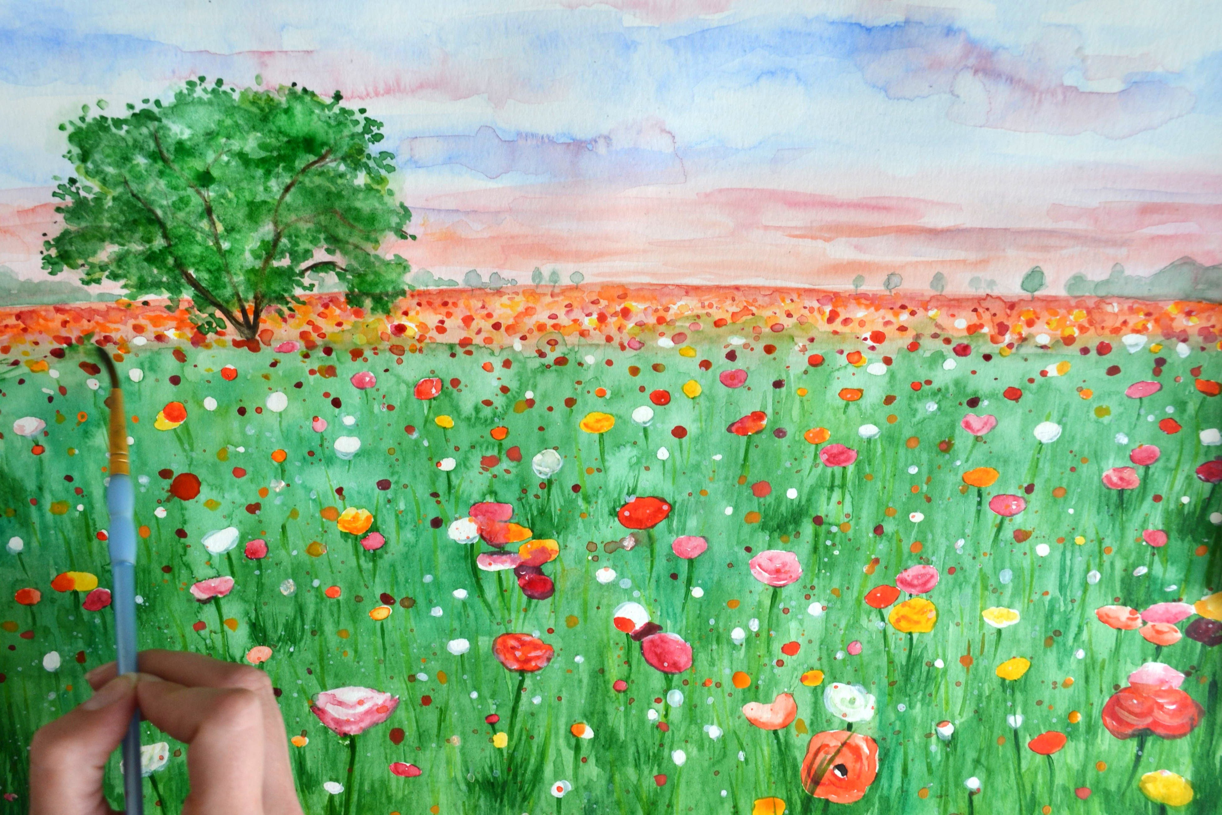 3905x2604 Speed Painting - Meadow Painting