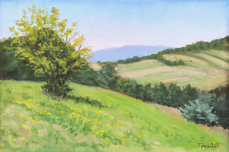 770x511 Saatchi Art The Meadow On The Hill Painting By Dejan Trajkovic - Meadow Painting