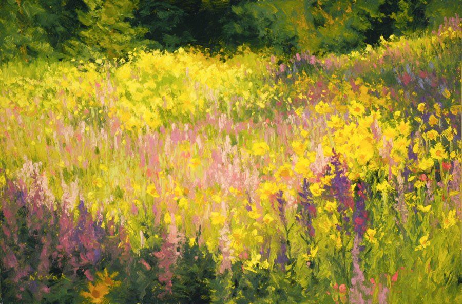 900x592 Shirley Novak Yellowstone Meadow Painting 50% Off - Meadow Painting