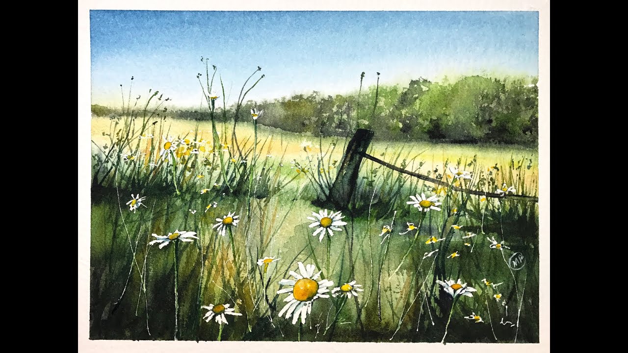 1280x720 Watercolor Meadow Painting Tutorial - Meadow Painting