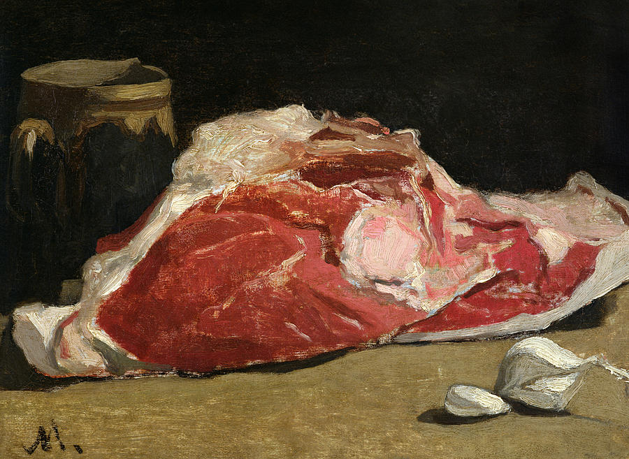 900x657 Still Life The Joint Of Meat Painting By Claude Monet - Meat Painting