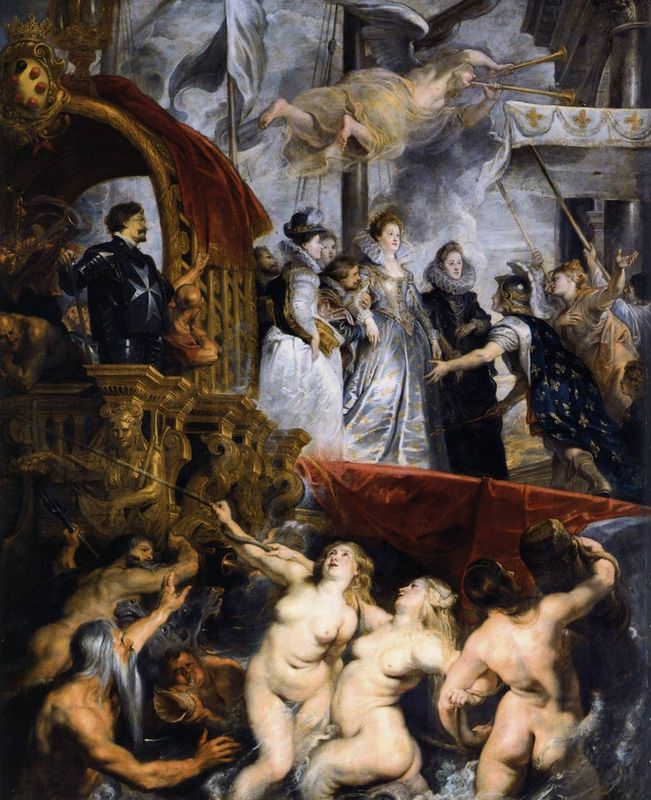 651x800 The Landing Of Marie De - Medici Painting