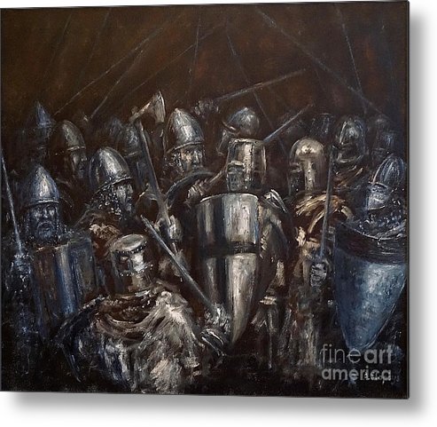 493x481 Medieval Battle Metal Print By Arturas Slapsys - Medieval Battle Painting