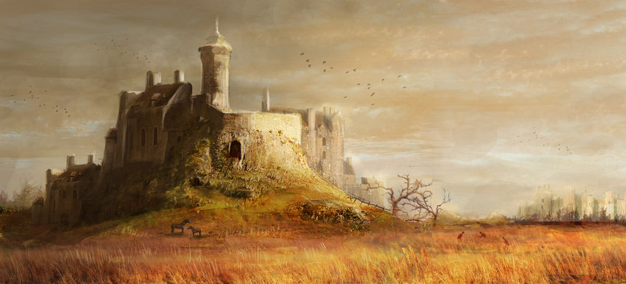 900x409 Medieval Castle By Audreee - Medieval Castle Painting