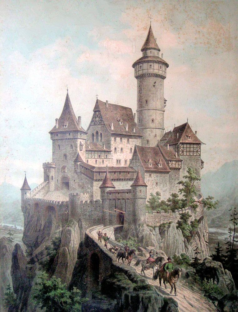 761x1000 Castillo En La Roca, Myarland, Casa De Los Kingfall - Medieval Castle Painting