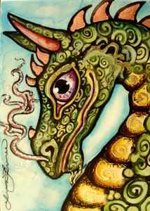 214x300 Luree Art Original Fantasy Magical Medieval Dragon Painting By - Medieval Dragon Painting