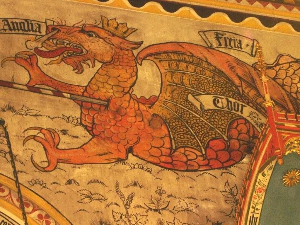 1024x768 Medieval Painting Dragon - Medieval Dragon Painting