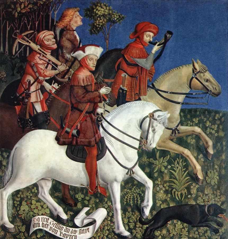 861x904 Master Of The Polling Panels Prince Tassilo Rides To Hunting 1444 - Medieval Horse Painting