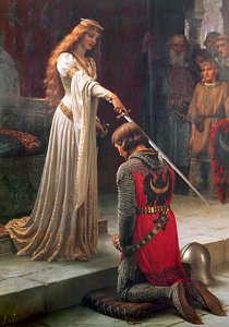 210x300 The Accolade Painting By Edmund Leighton - Medieval Knight Painting