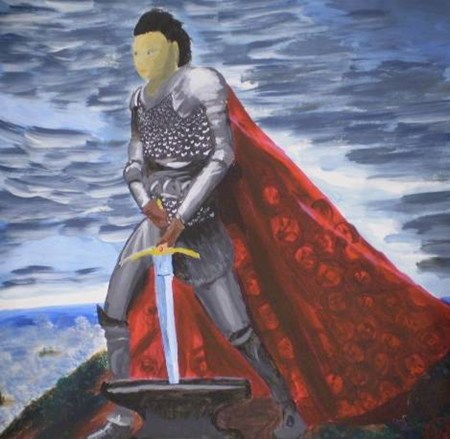 450x439 The Question Medieval Knight Painting - Medieval Knight Painting