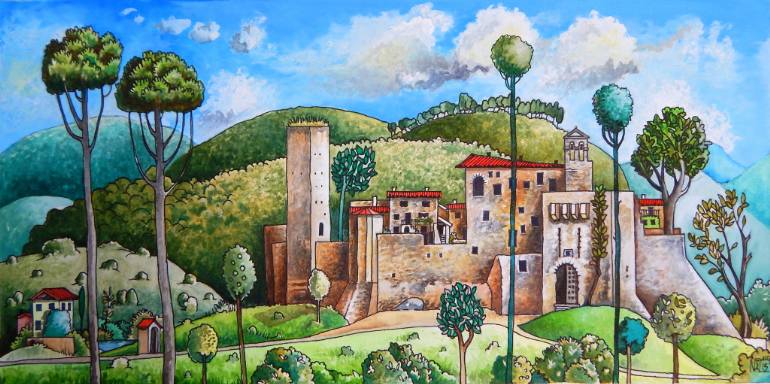 770x384 Saatchi Art The Medieval Village Painting By Neal Winfield - Medieval Landscape Painting