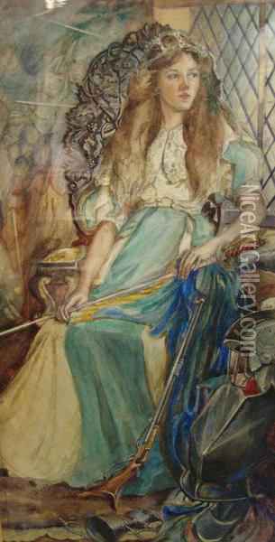 305x600 Medieval Maiden Oil Painting Reproduction By Richard Dadd - Medieval Maiden Painting