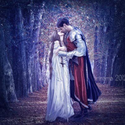 403x403 Fantasy, Art, Medieval, Maiden, Romance, Kiss Fantasy Art - Medieval Maiden Painting